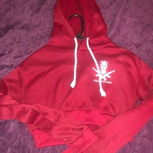 Red cropped hoodie